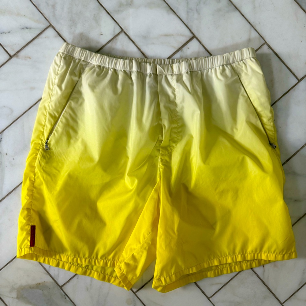 Prada Yellow Gradient Swim Trunks